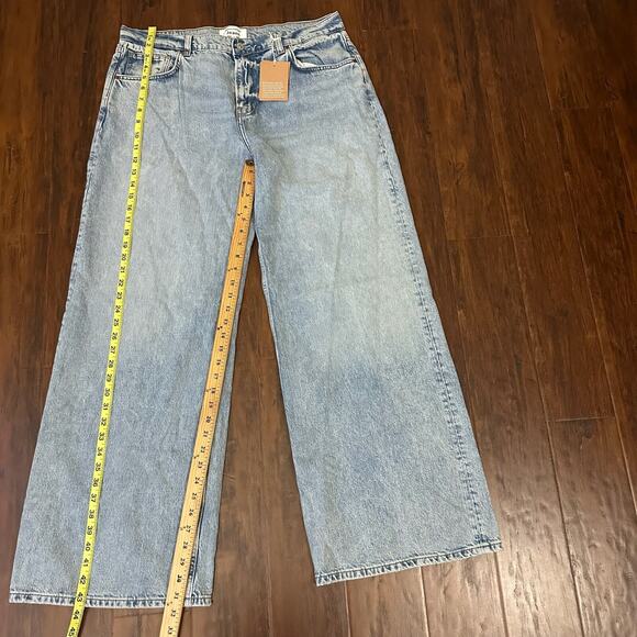 REFORMATION Cary Jeans Blue Rigid Denim LR Slouchy Wide Leg NWT - Picture 15 of 16